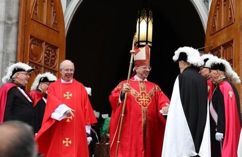 Archbishop Mulhall, Fr. John Hibbard and members of the Knights of Columbus