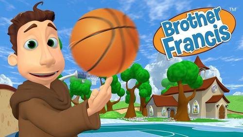 Brother Francis; Cartoon representation of St. Francis with a basketball