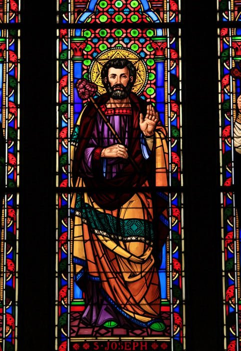 Stained glass image of St. Joseph