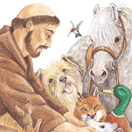 St. Francis of Assisi surrounded by animals