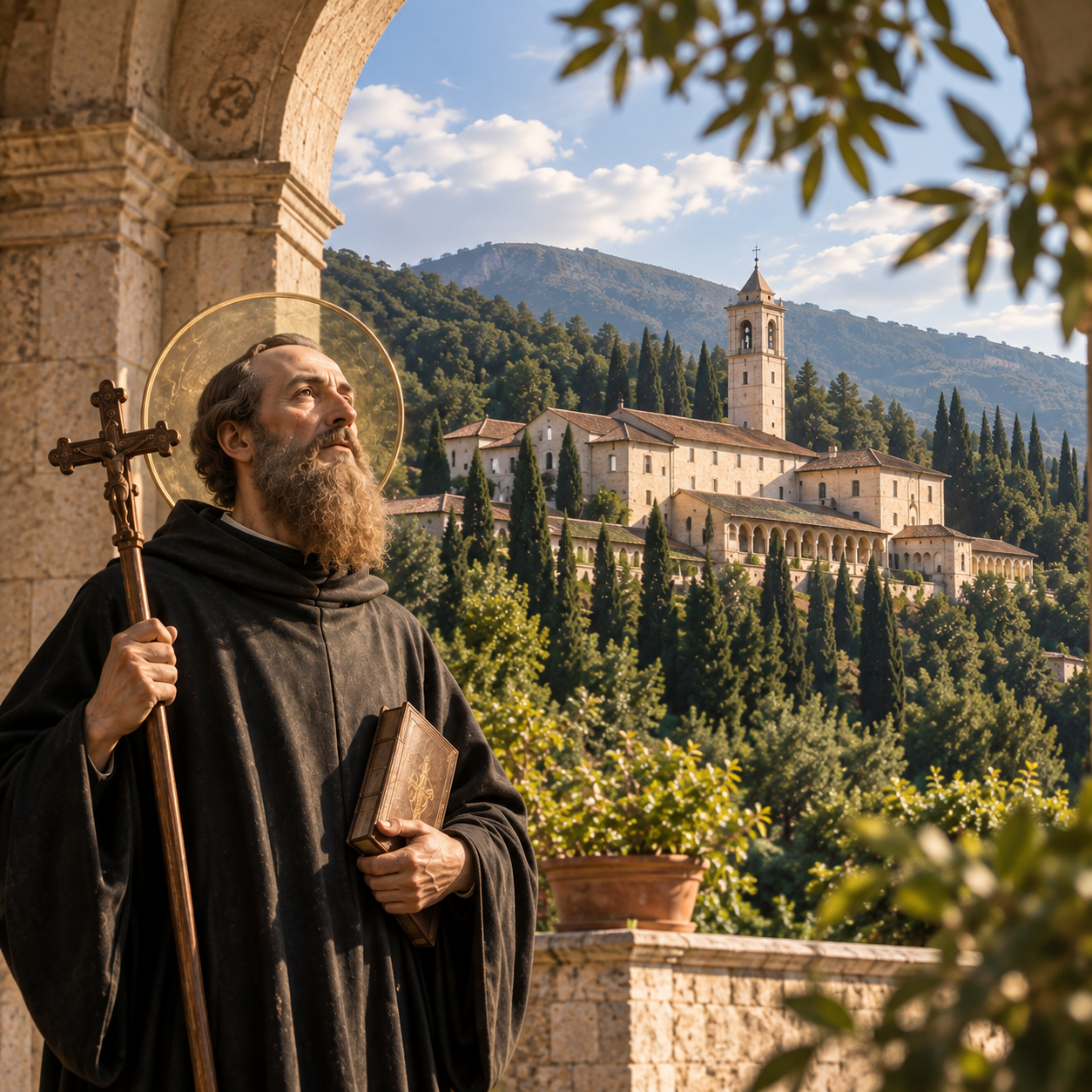 Saint John Gualbert and a Vallombrosan monastery